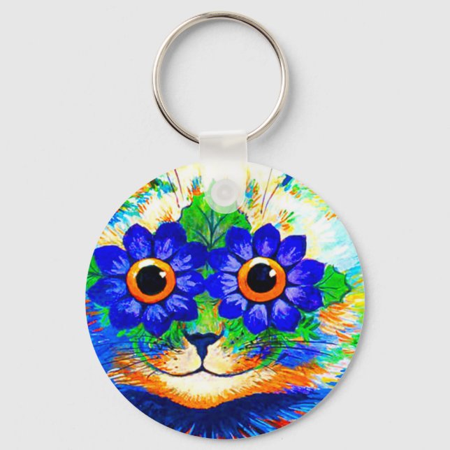 Cat Flower Eyes Key Ring (Front)