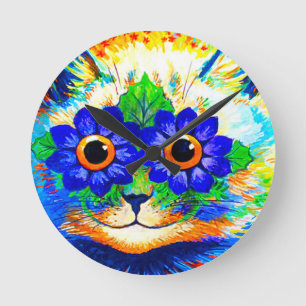Cat Flower Eyes Round Clock