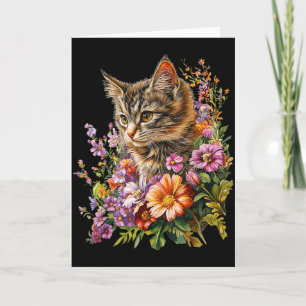 Cat flower floral cute kitten graphic card