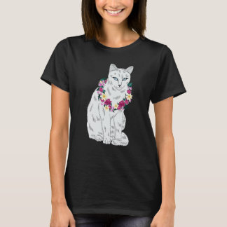Cat Flower Kitten roses Cats Cute White Cat T-Shirt