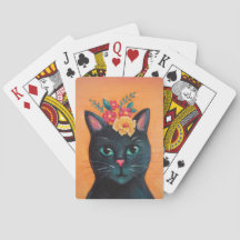 Cat & Flowers Playing Cards