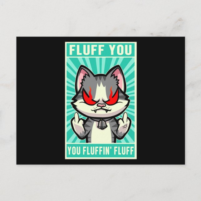 Cat Fluff You Middle Finger Kitten Kitty Pet Gift Postcard (Front)