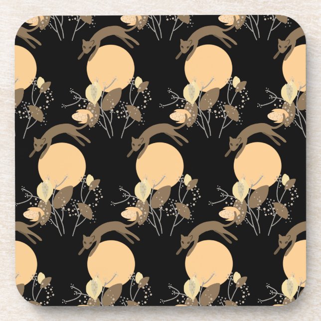 Cat flying over the moon 2 coaster (Front)