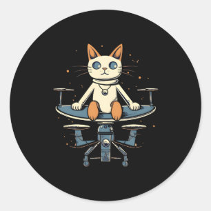 Cat Flying With Drones Drone Pilot Quadcopter Auv Classic Round Sticker