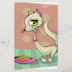 cat food eating breakfast gourmet stationery