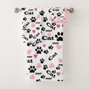 Cat footprints bath towel set
