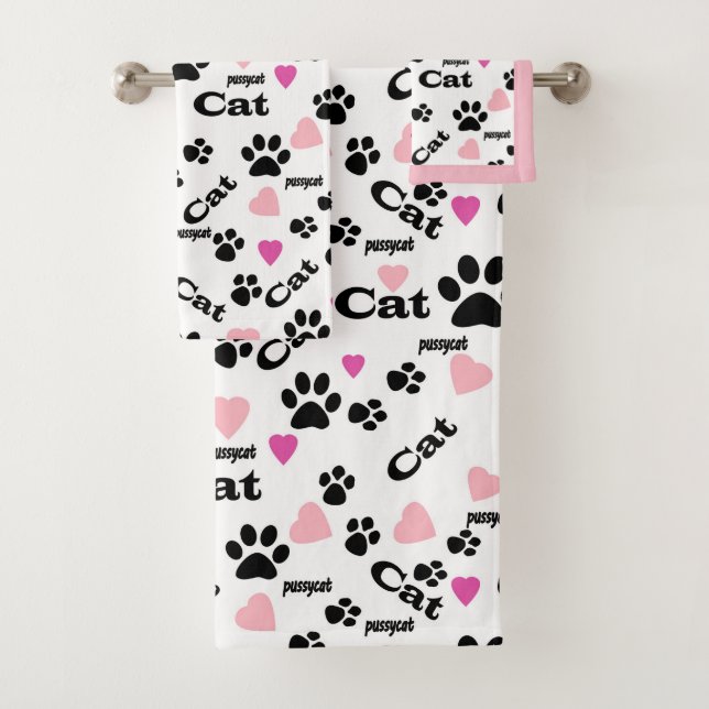 Cat footprints bath towel set (Insitu)