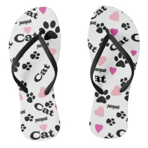 Cat footprints flip flops