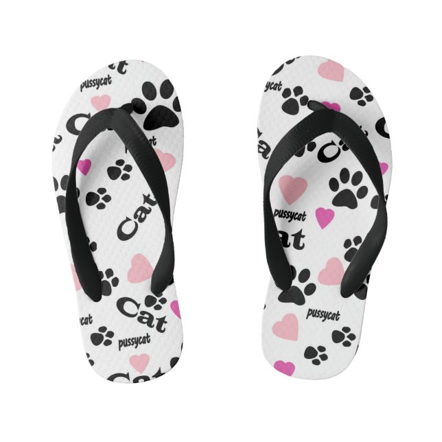 Cat footprints kid's flip flops (Footbed)