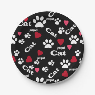 Cat footprints paper plate
