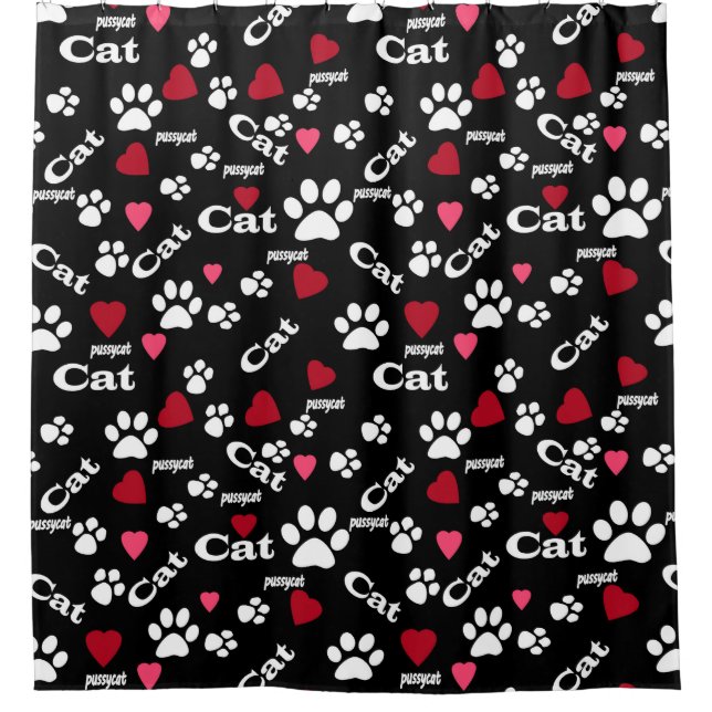 Cat footprints shower curtain (Front)