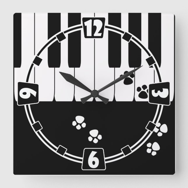 Cat footprints square wall clock (Front)