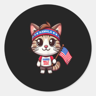 Cat For Kamala Funny Cat Harris Waltz 2024 Electio Classic Round Sticker