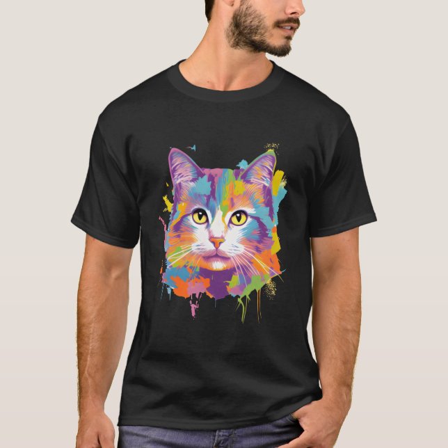 Cat For Kitten Colorful Kitty Adoption T-Shirt (Front)