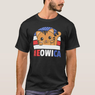 Cat For The Fourth Of July Usa Flag Meowica Usa Ca T-Shirt