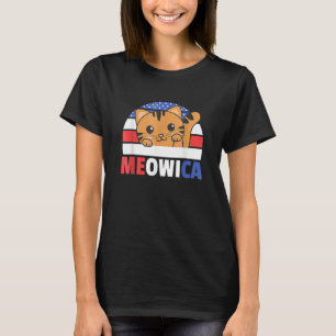 Cat For The Fourth Of July USA Flag Meowica Usa Ca T-Shirt