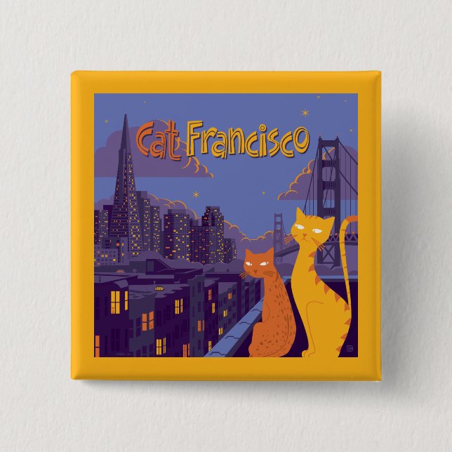 Cat Francisco 15 Cm Square Badge (Front)