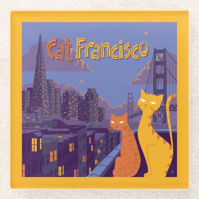 Cat Francisco Glass Coaster (Front)