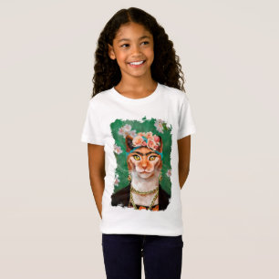 cat Frida with flowers T-Shirt