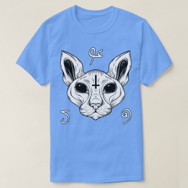 Cat From Hell Baphomet Satanism Demonic Sphynx Cat T-Shirt (Design Front)