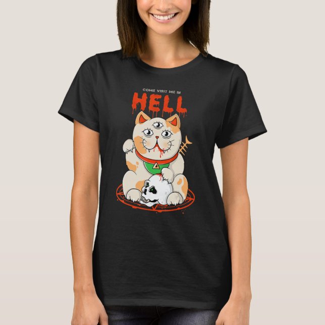Cat from Hell   Edgy Aesthetic Streetwear T-Shirt (Front)