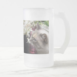 Cat Frosted Glass Beer Mug