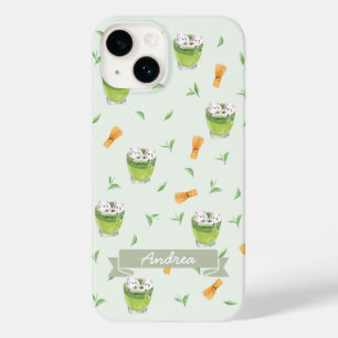 Cat Froth Matcha Green Tea Pattern Case-Mate iPhone 14 Case