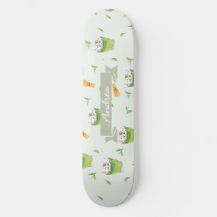 Cat Froth Matcha Green Tea Pattern Skateboard