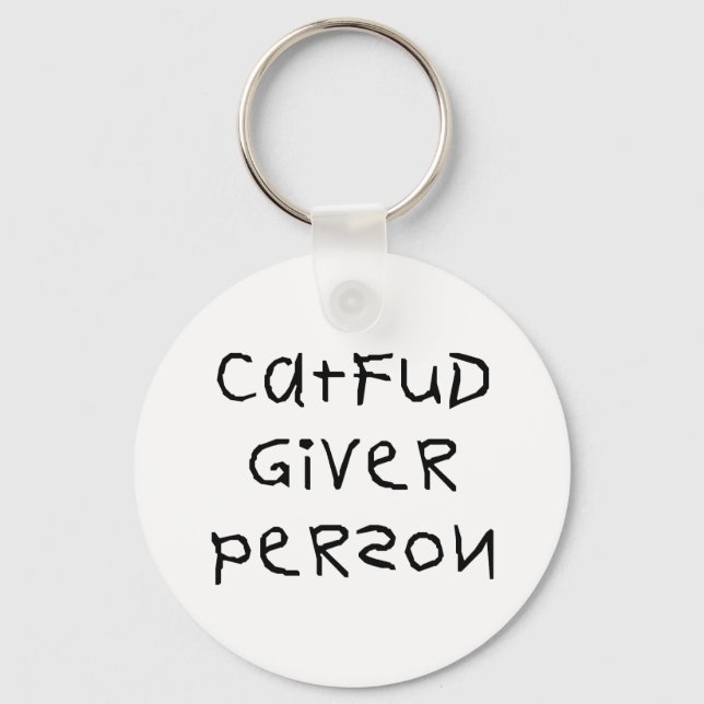 Cat Fud Giver Person Key Ring (Front)