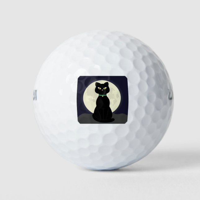 Cat Full Moon Night Moon Halloween Pet Magic Golf Balls (Front)