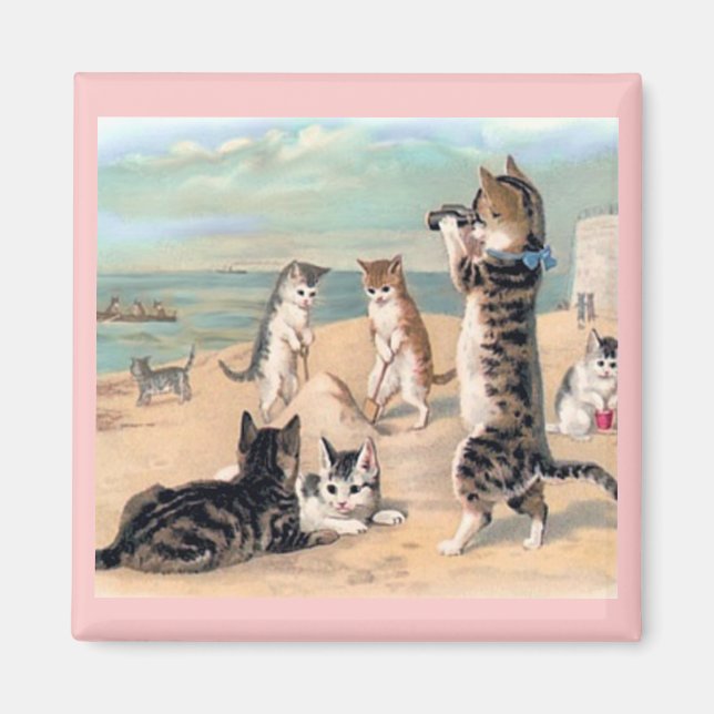 Cat Fun at the Beach Magnet (Front)