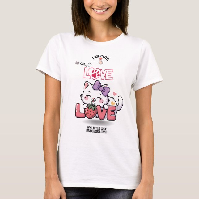  CAT Fun Cute  T-Shirt (Front)
