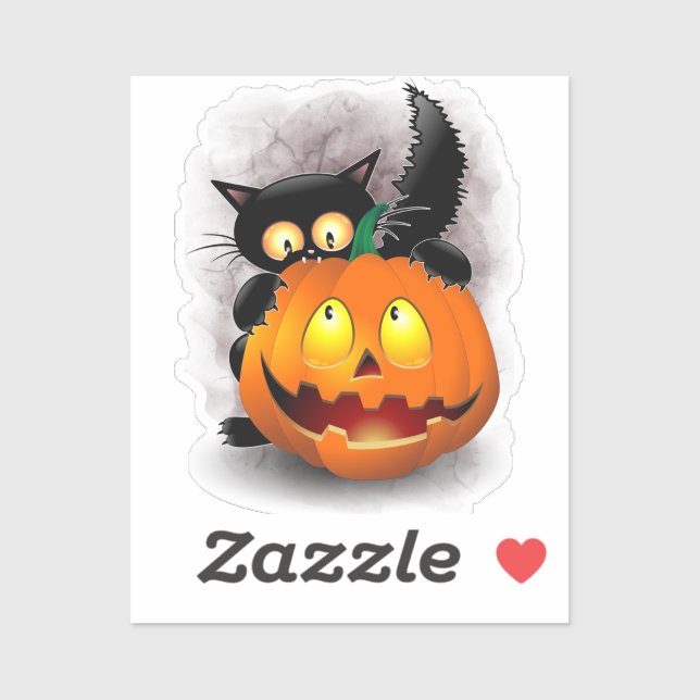 Cat Fun Halloween Character biting a Pumpkin (Sheet)