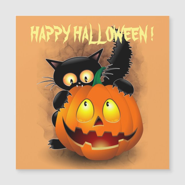 Cat Fun Halloween Character biting a Pumpkin (Front)