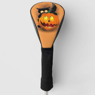 Cat Fun Halloween Character biting a Pumpkin Dra Golf Head Cover