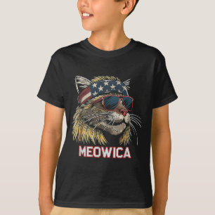 Cat - Funny 4th of July American Flag Mothers Day T-Shirt