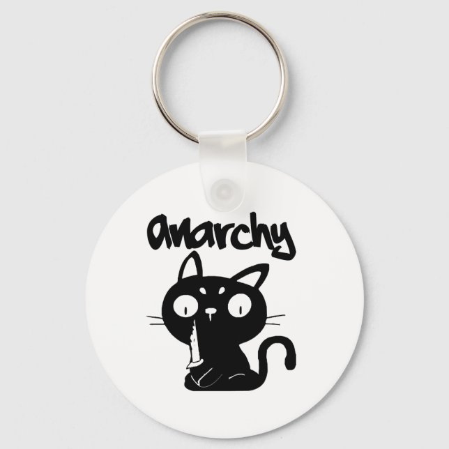 Cat Funny Anarchy Halloween Animals For Women Men  Key Ring (Front)