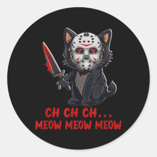 Cat Funny Animal Horror Movie Kitten Meow The Classic Round Sticker