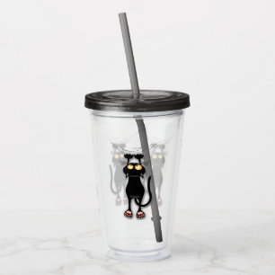 Cat funny Character Scratching Fabric Acrylic Tumbler