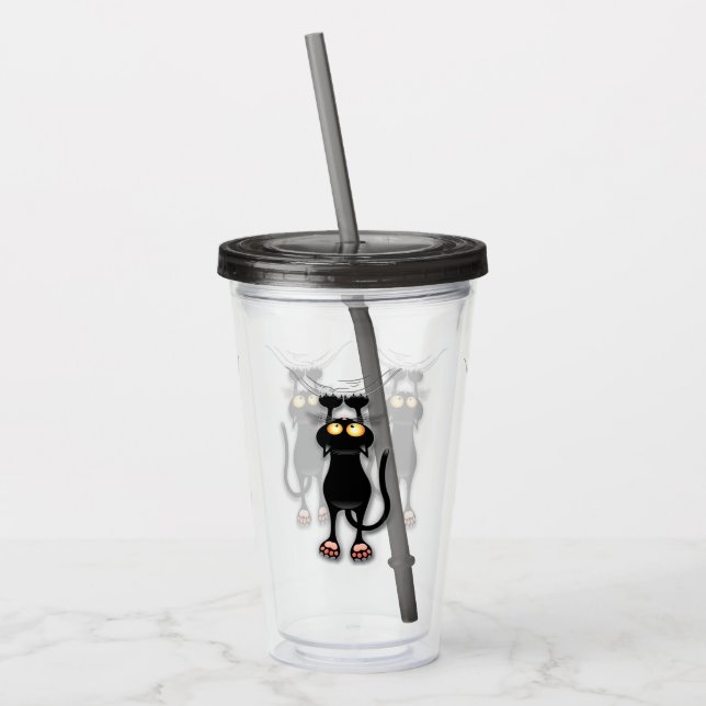Cat funny Character Scratching Fabric Acrylic Tumbler (Left)
