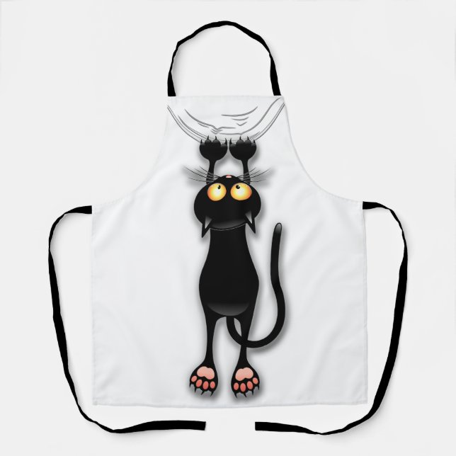 Cat funny Character Scratching Fabric Apron (Front)