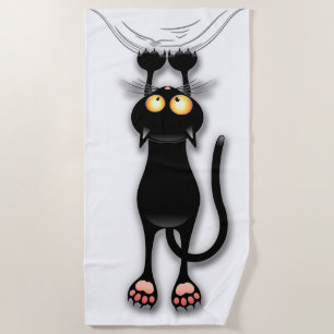 Cat funny Character Scratching Fabric Beach Towel