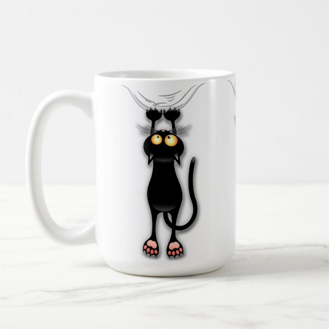 Cat funny Character Scratching Fabric Coffee Mug (Left)