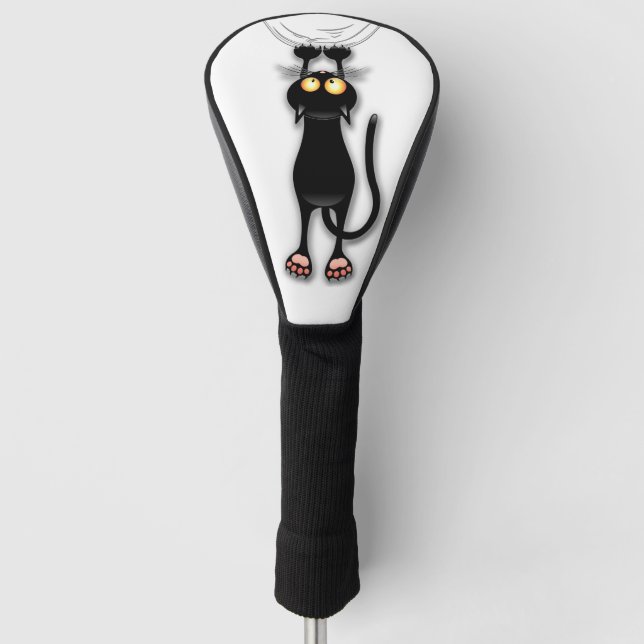 Cat funny Character Scratching Fabric Golf Head Cover (Front)
