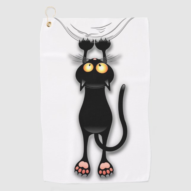 Cat funny Character Scratching Fabric Golf Towel (Front)