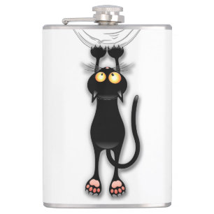 Cat funny Character Scratching Fabric Hip Flask