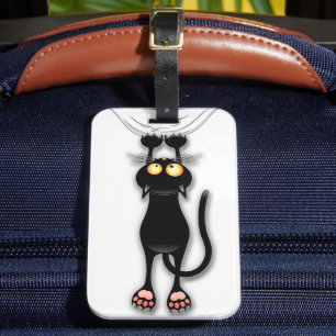 Cat funny Character Scratching Fabric Luggage Tag