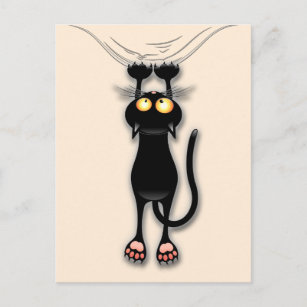 Cat funny Character Scratching Fabric Postcard