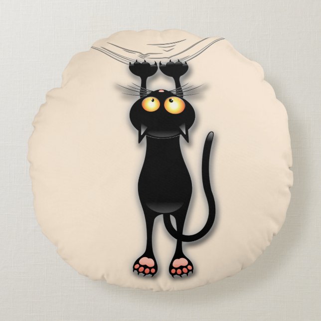 Cat funny Character Scratching Fabric Round Cushion (Front)