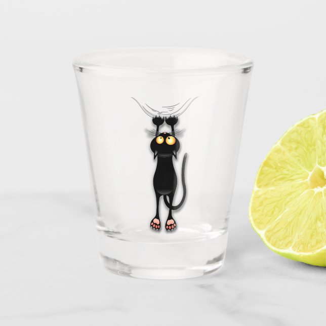 Cat funny Character Scratching Fabric Shot Glass (Front)